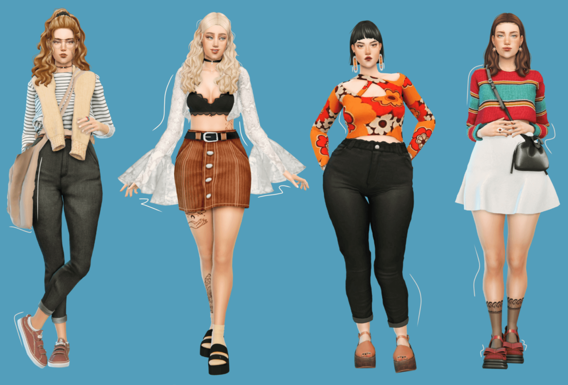Sims 4 sasha hair shirts jeans shoes choker