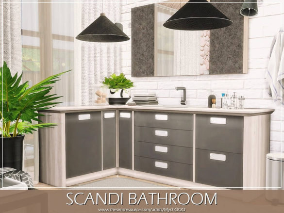 Sims 4 Scandi Bathroom by MychQQQ