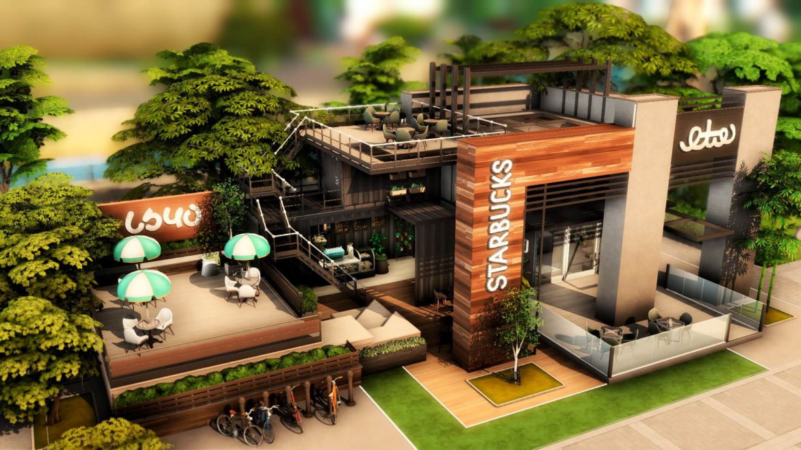Sims 4 Starbucks Coffee Shop by plumbobkingdom