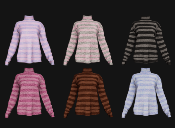 Sims 4 Stripy oversized Turtle Neck