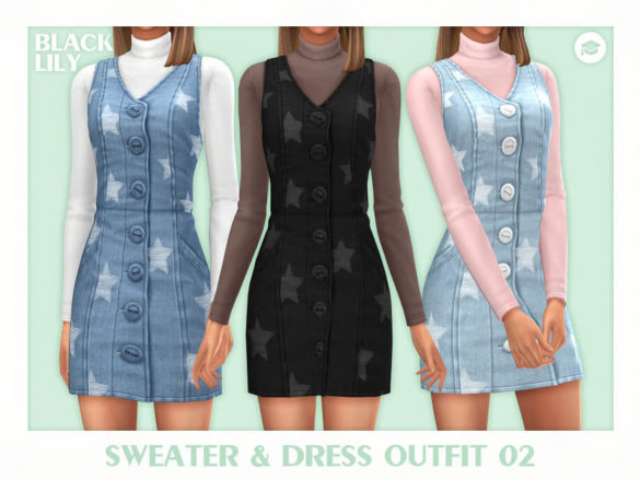 Sims 4 Sweater & Dress Outfit 02 by Black Lily