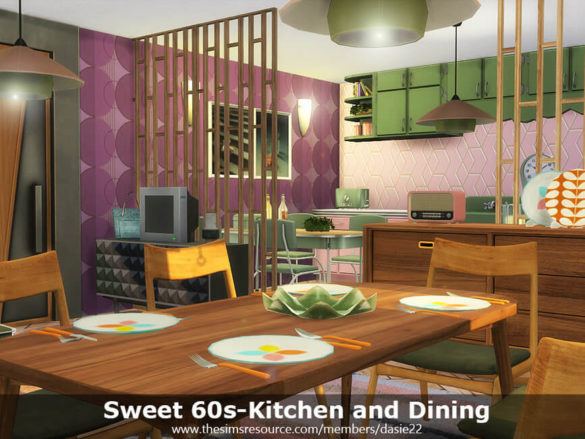 Sims 4 Sweet 60s-Kitchen and Dining by dasie2