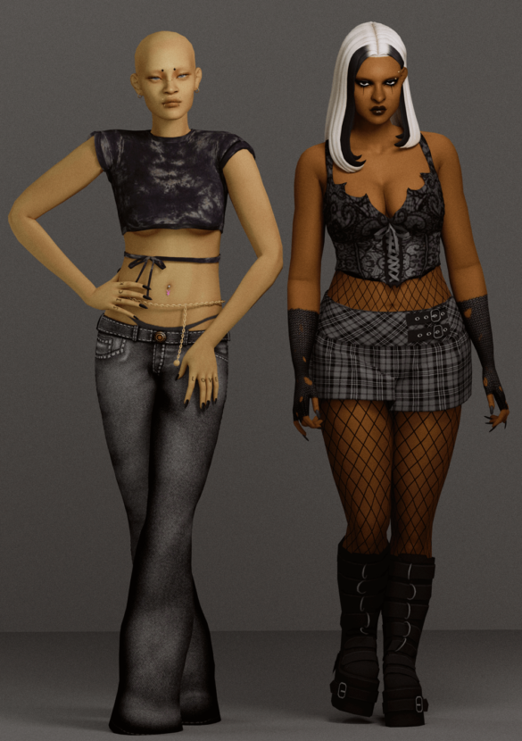 Sims 4 top pants thong belt hair lookbook