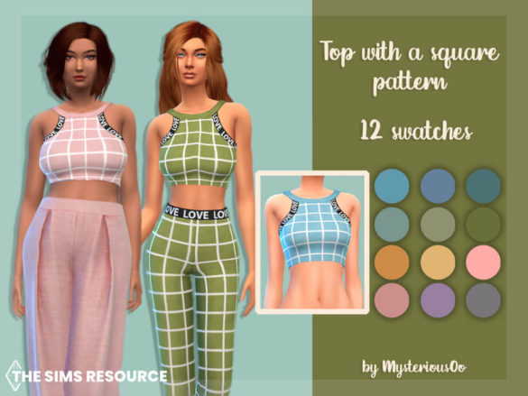 Sims 4 Top with a square pattern by MysteriousOo
