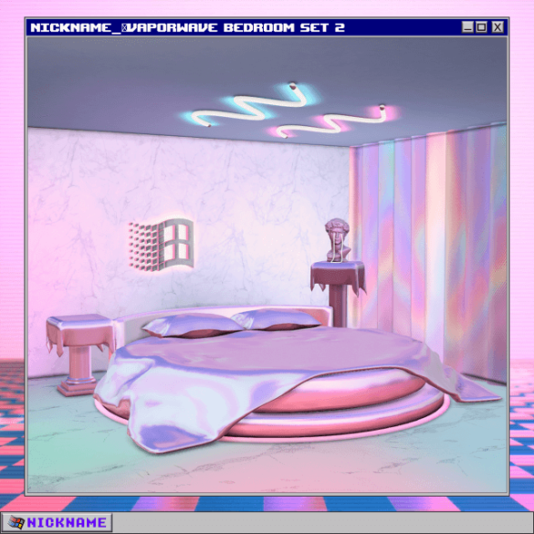 Sims 4 vaporwave bedroom set