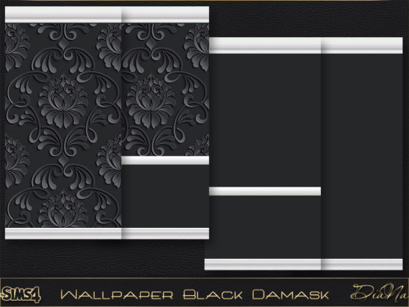 Sims 4 WALLPAPER BLACK DAMASK by DiaNa Sims 4