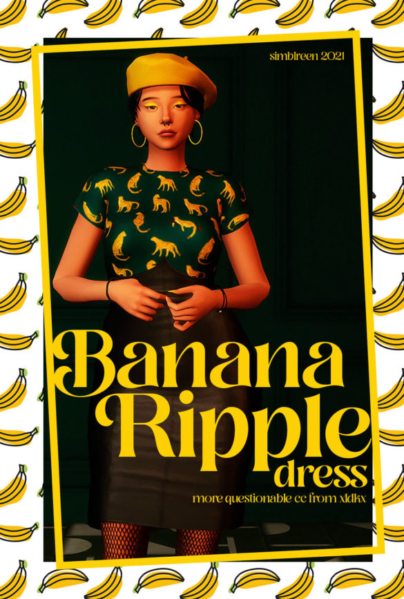 Sims 4 xldkx cc banana ripple dress