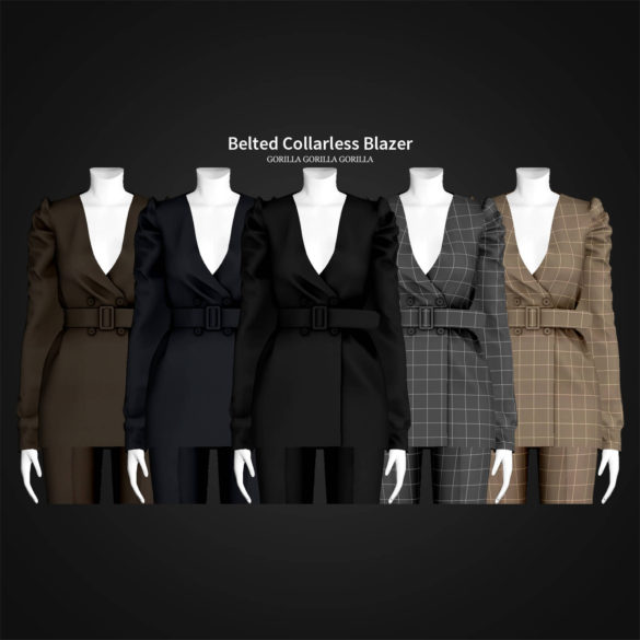 Sims 4 Belted Collarless Blazer at Gorilla