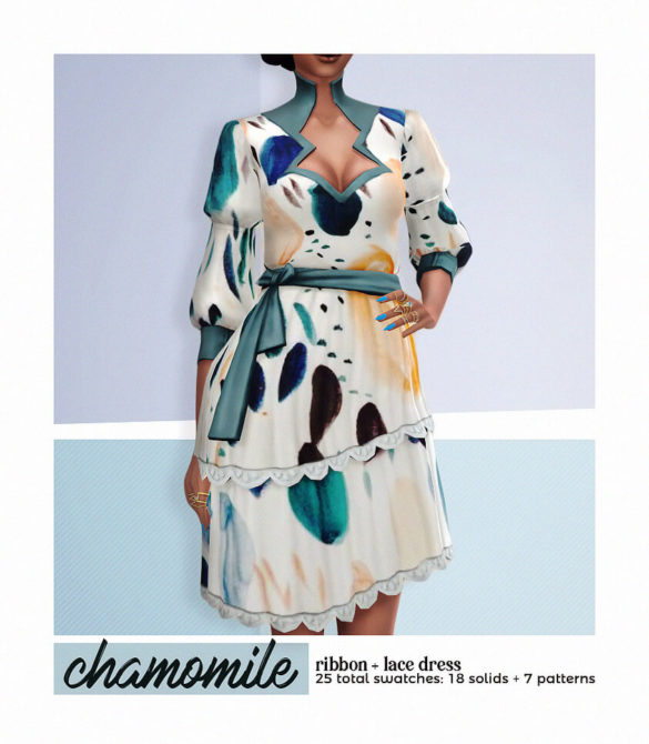 Sims 4 chamomile ribbon lace dress
