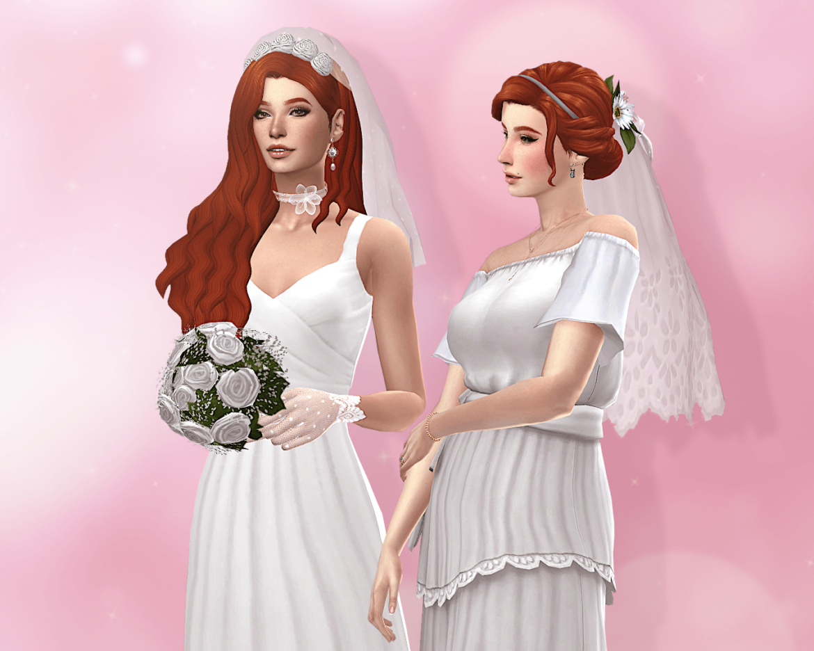 Sims 4 daisy rose a set of veils with flowers