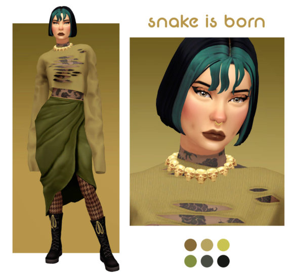 Sims 4 day 4 snake is born by tammy tanuka hair