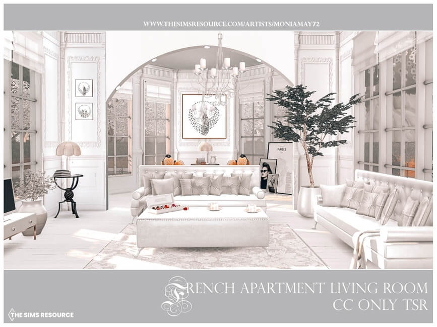 French Apartment Living Room By Moniamay72 Best Sims Mods - What Is French Country Decor Sims 4
