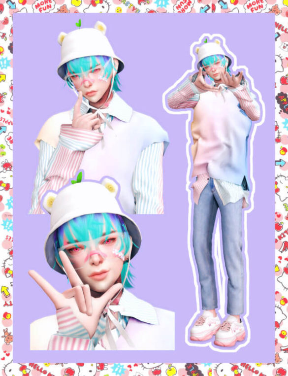 Sims 4 hair zaozzaa hat simbience glasses