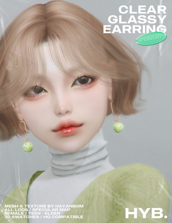 Sims 4 hyb clear glassy earring