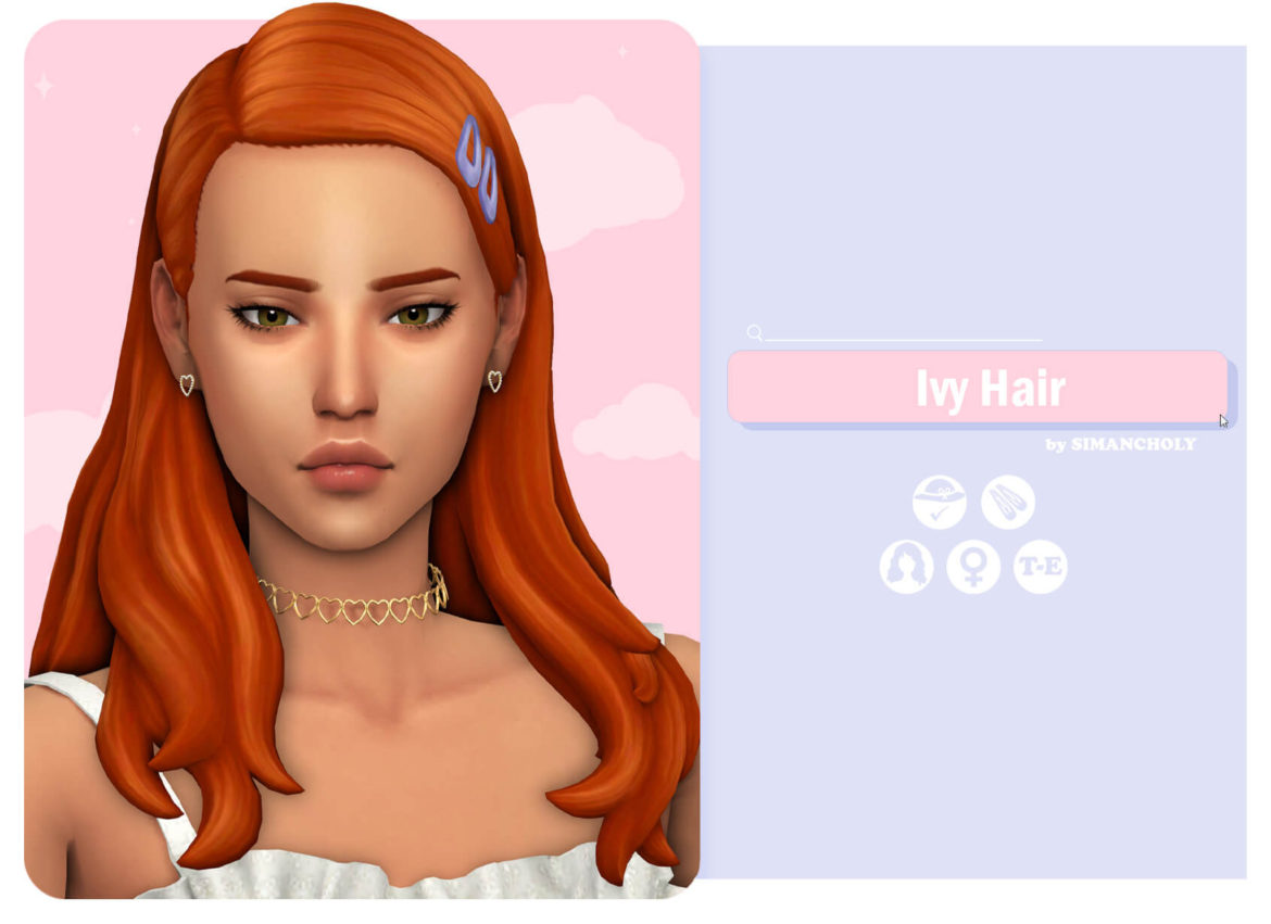 Sims 4 ivy hair by simancholy base game compatible 24