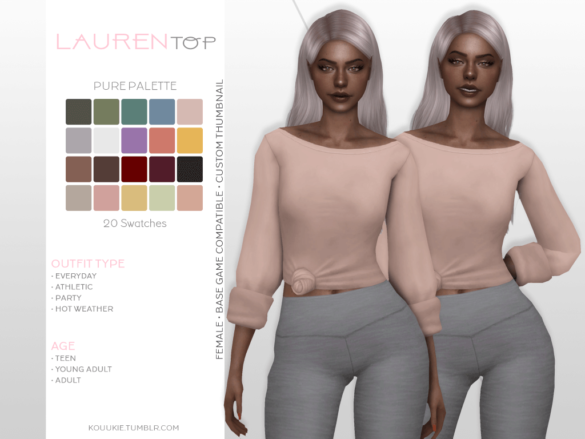 Sims 4 kouukie lauren top