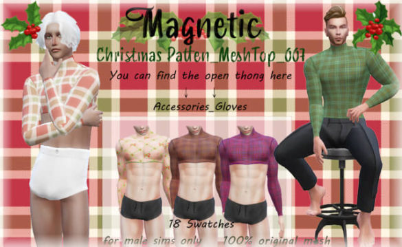 Sims 4 magnetic mesh top 007 christmas patten