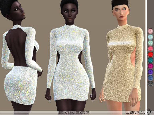 Sims 4 Open-Back Sequin Mini Dress by ekinege