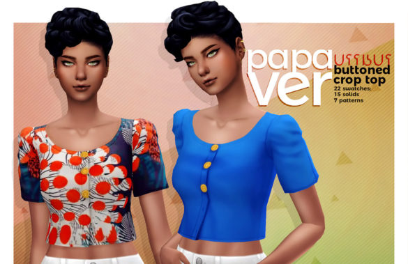 Sims 4 papaver buttoned crop top