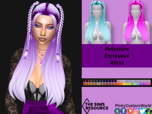 Sims 4 Retexture of Enriques4 “Alicia” hair