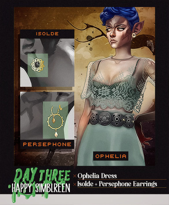 simblreen 2019 day three a dress and 2 earrings