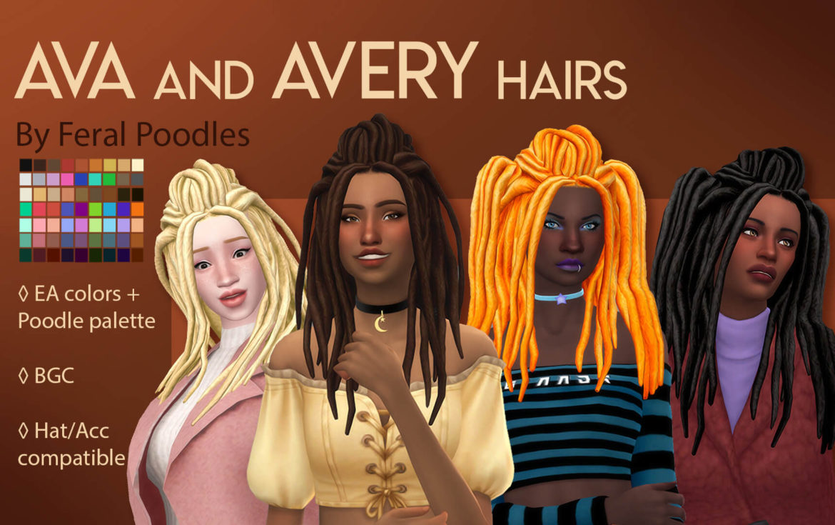The Sims 4 ava and avery hairs ts4 maxis match cc