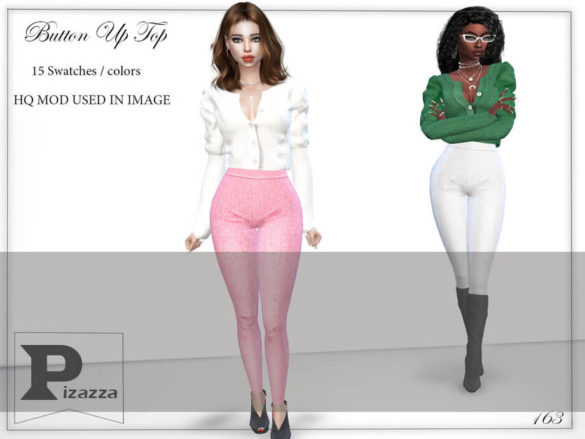 The Sims 4 Button up Top by pizazz at TSR