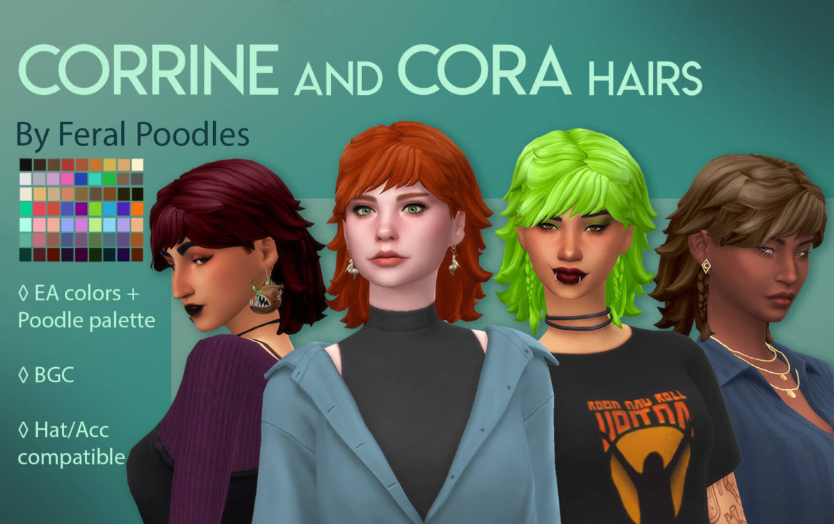 The Sims 4 corrine and cora hairs ts4 maxis match cc