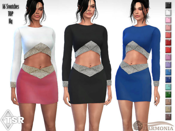 The Sims 4 Crystal V-shaped Cropped Top by Harmonia