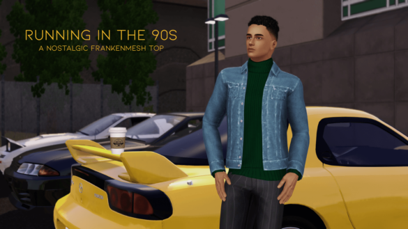 The Sims 4 denim jacket and turtleneck sweater