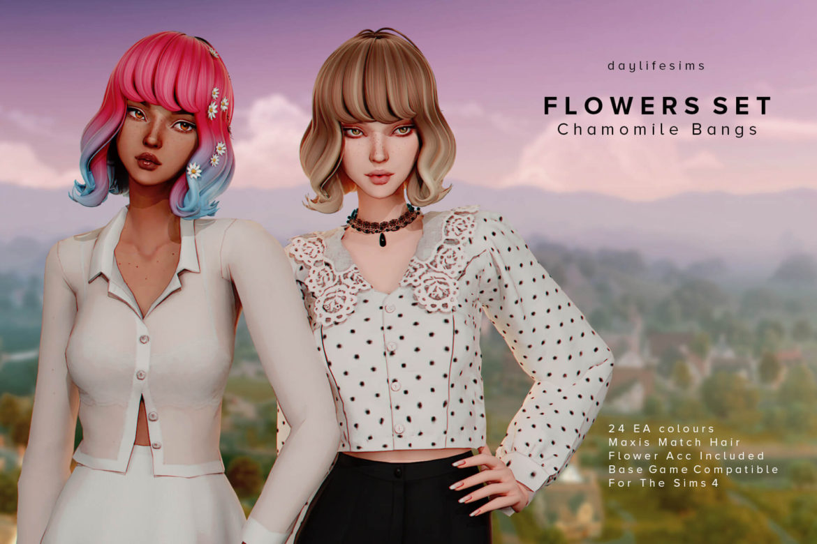 The Sims 4 flowers hair set chamomile bangs hair