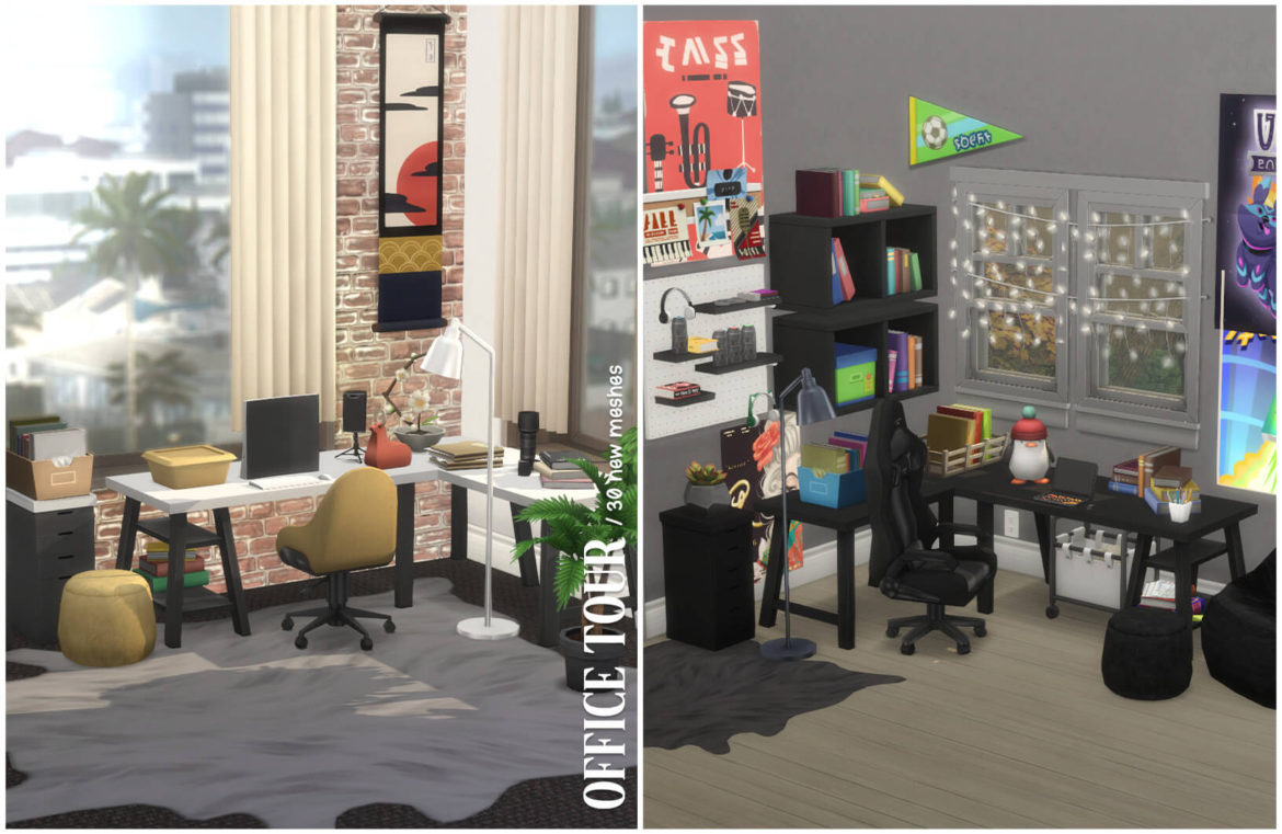 The Sims 4 office tour; 30 new meshes