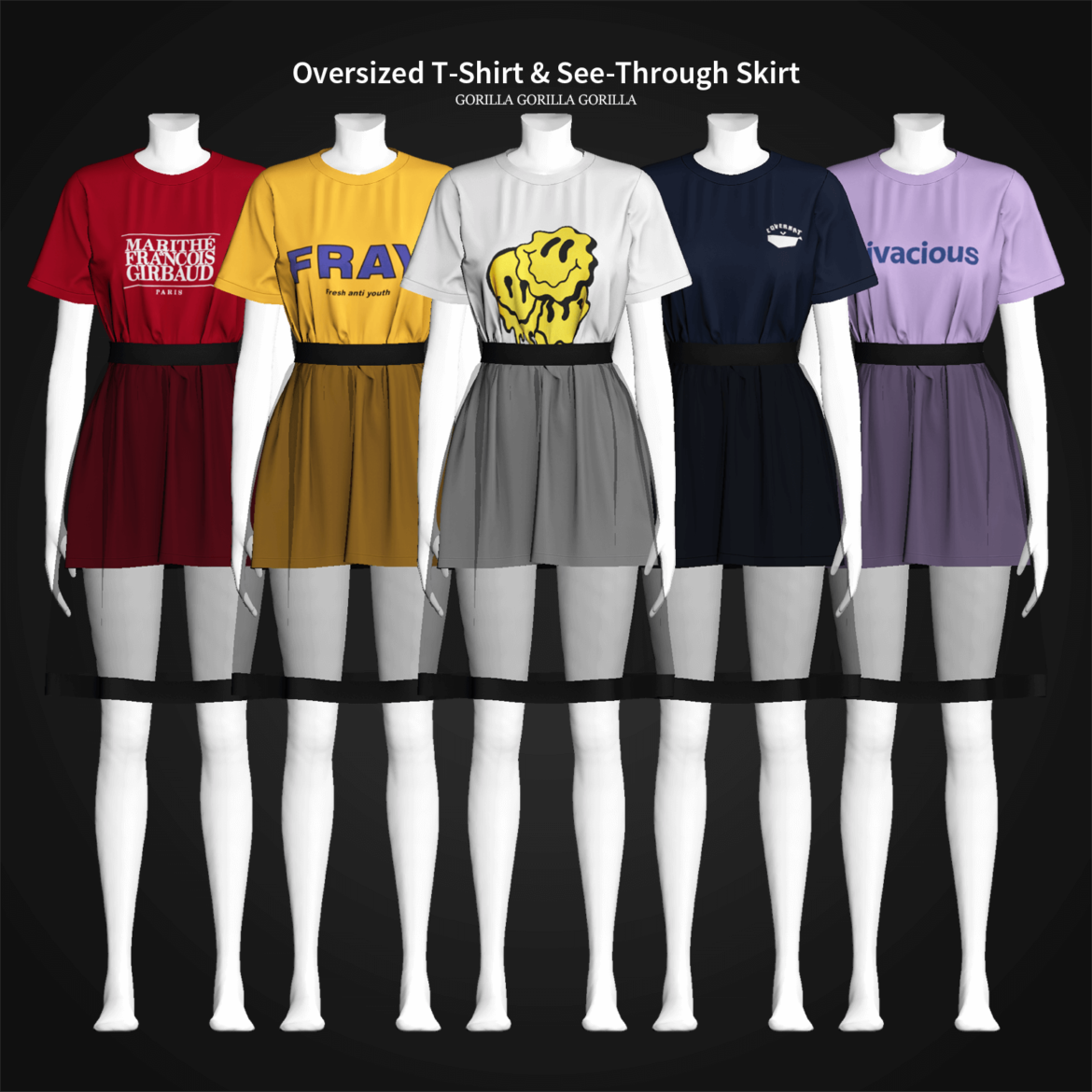 oversized t shirt see through skirt full body