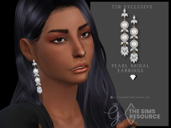 The Sims 4 Pearl Bridal Earrings by Glitterberryfly