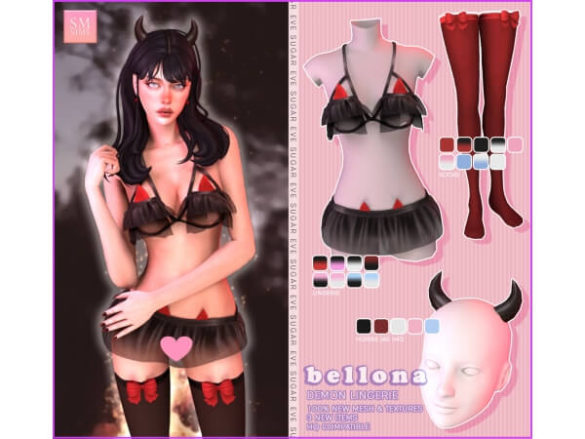 SUGAR Bellona Demon Lingerie Set by SM Sims