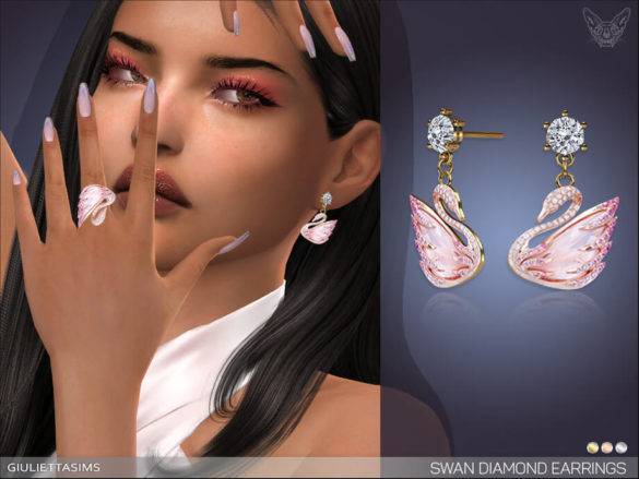 Swan Diamond Earrings by feyona Design TS4