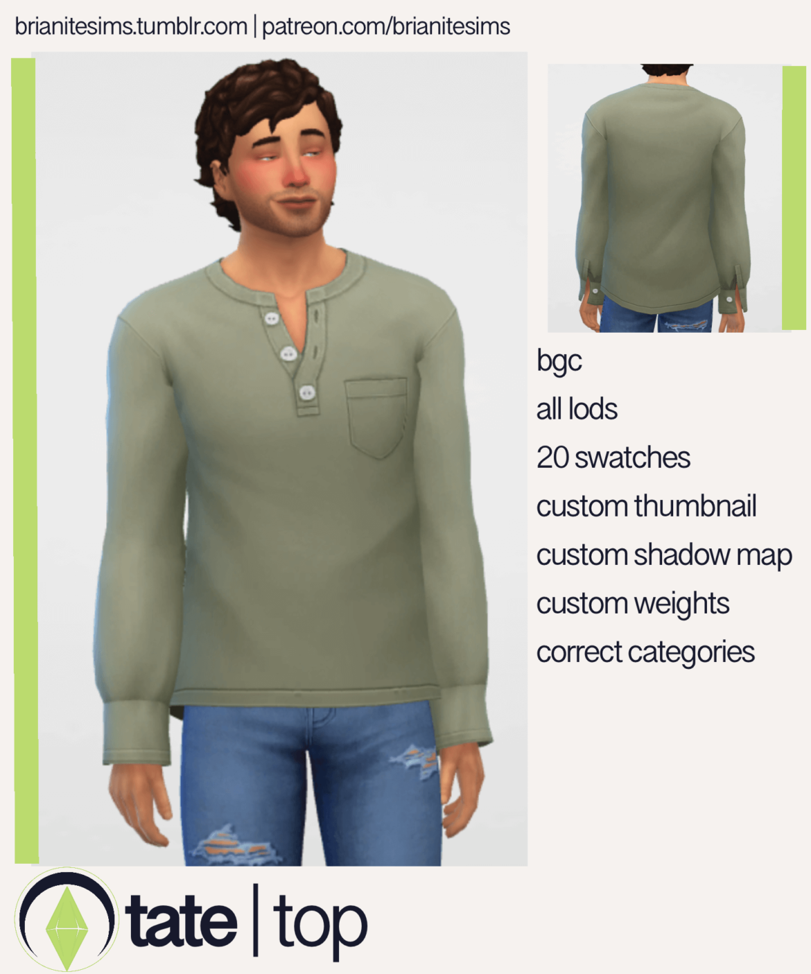 The Sims 4 tate top bgc