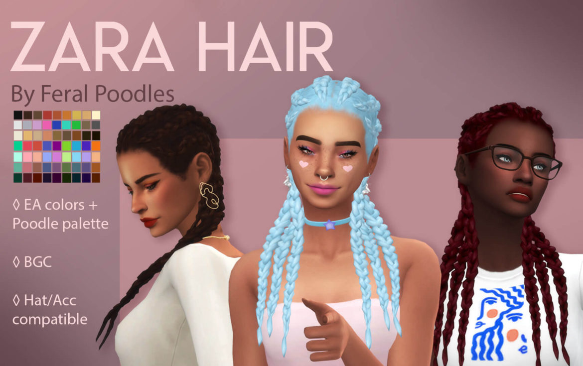 zara hair ts4 maxis match cc some long braids