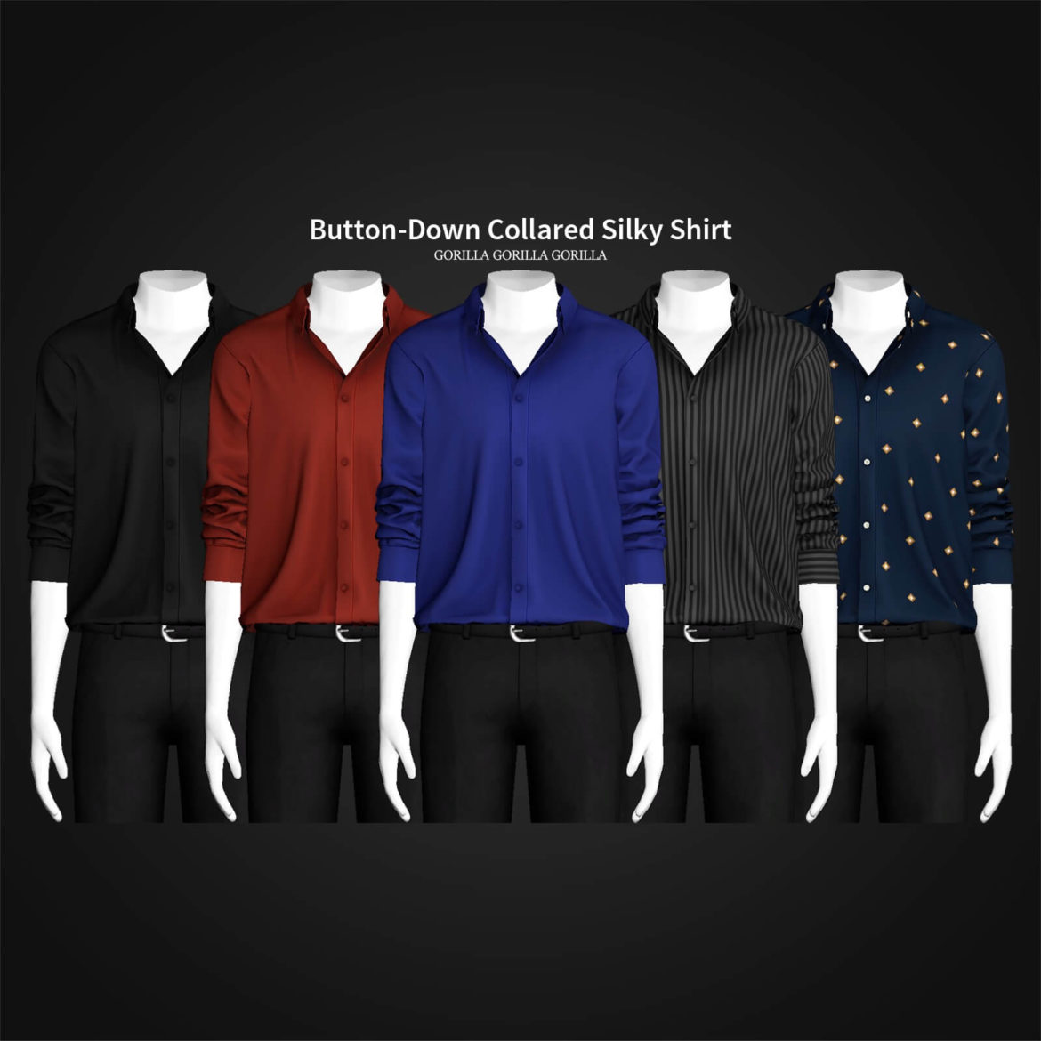 Button-Down Collared Silky Shirt at Gorilla