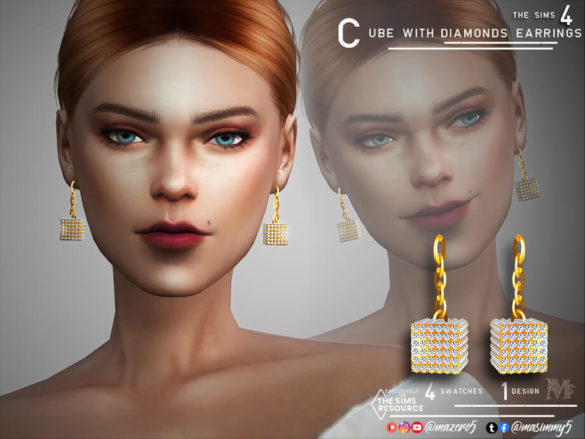 The Sims 4 Cube with Diamonds Earrings by Mazero5
