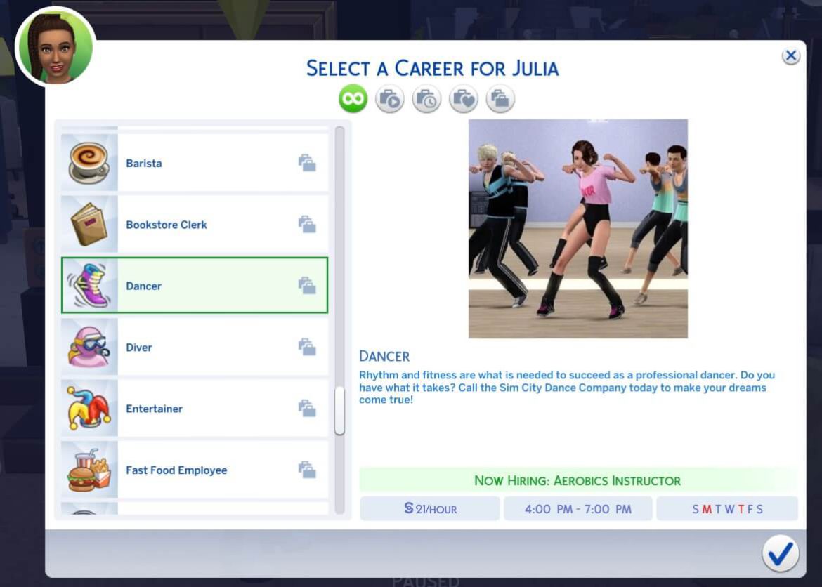 The Sims 4 Dancer Part-Time Career
