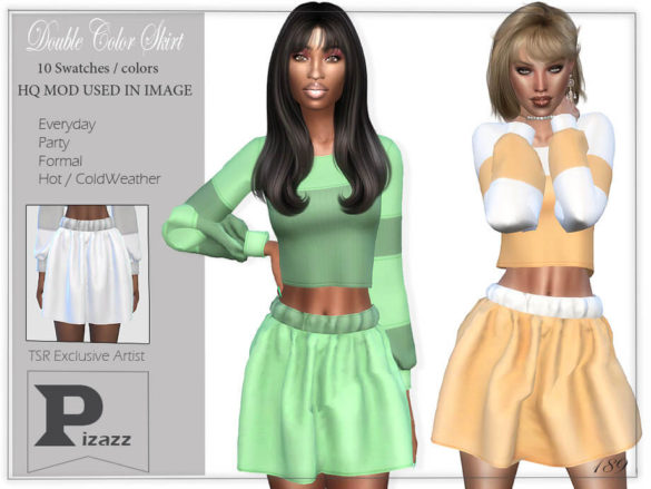 The Sims 4 Double Color Skirt by pizazz