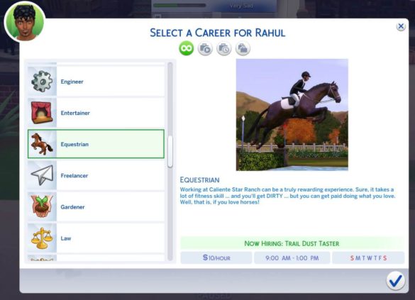 The Sims 4 Equestrian Career