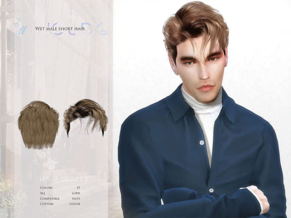 The Sims 4 ER0225-Wet male short hair by wingssims