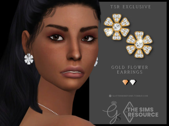 Gold Flower Earrings by Glitterberryfly from