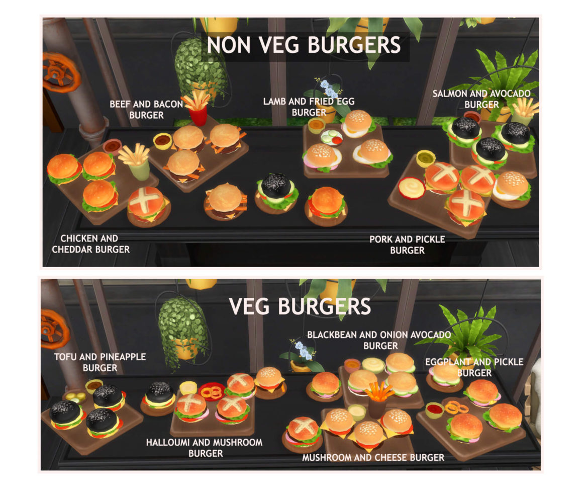The Sims 4 gourmet burgers set