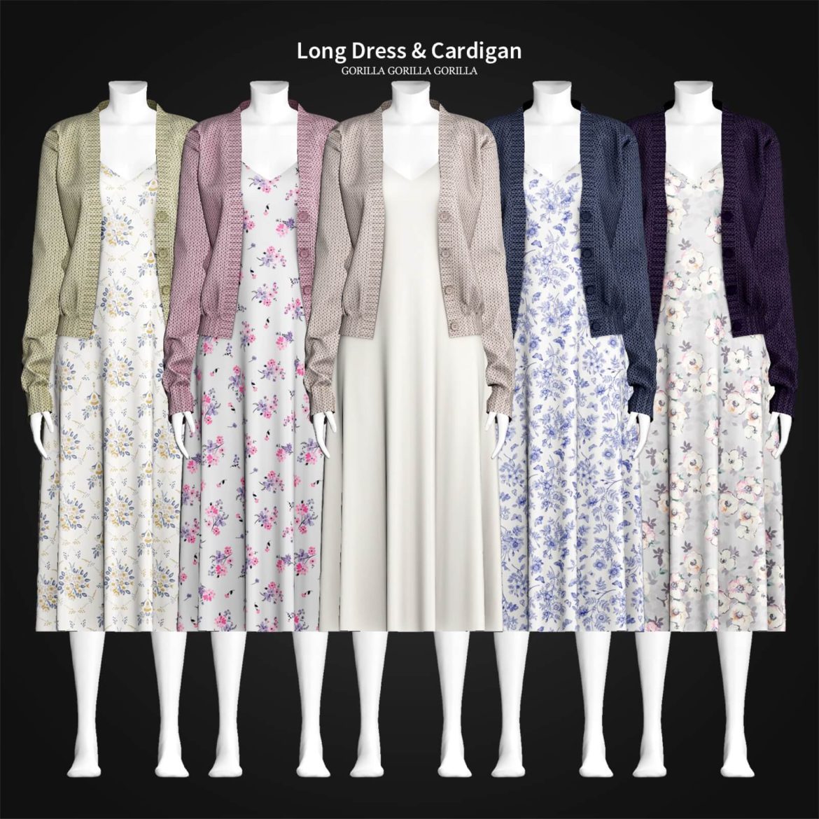 The Sims 4 Long Dress & Cardigan at Gorilla