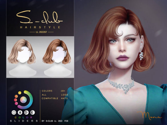 The Sims 4 Lovely short curls (Mona) by S-Club at TSR