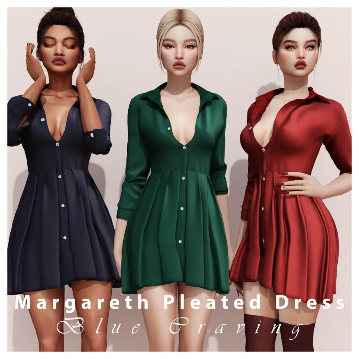 The Sims 4 MARGARETH PLEATED DRESS at Blue Craving