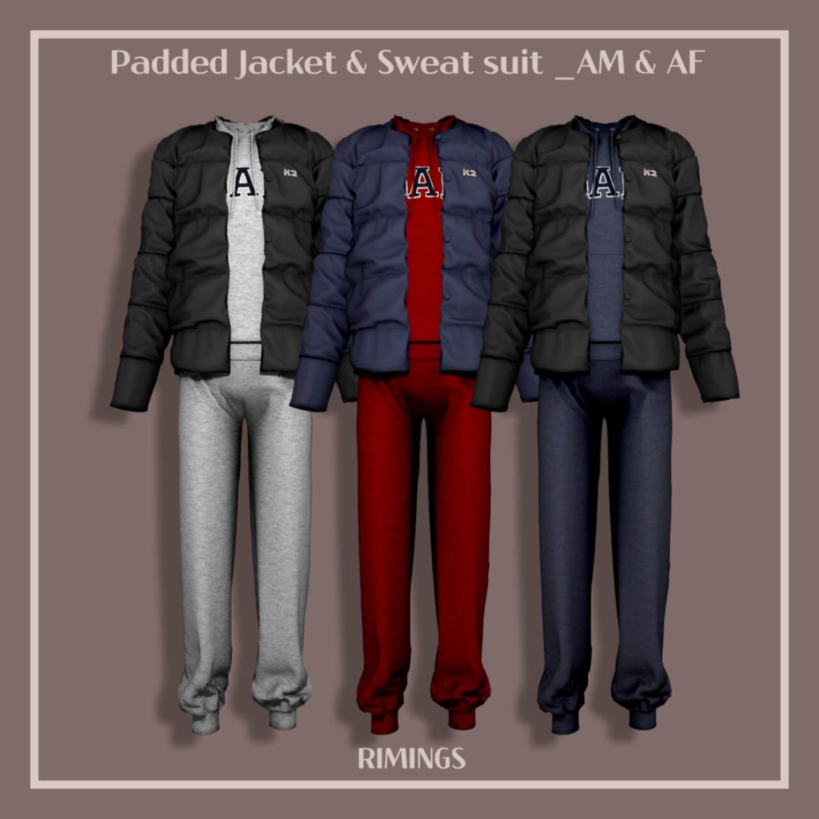 The Sims 4 Padded Jacket & Sweat suit at RIMINGs